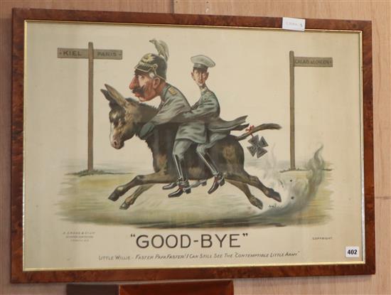 E. Cross & Co., chromolithograph, WWI Anti-German print, Goodbye Little Willie, 49 x 72cm